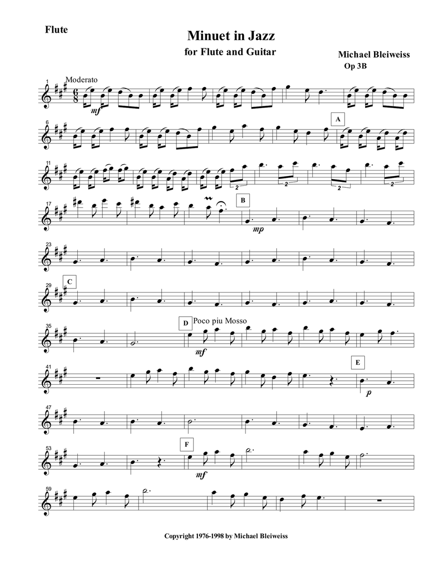 Minuet in Jazz for Flute and Guitar Chamber Music scores gallery preview page 2