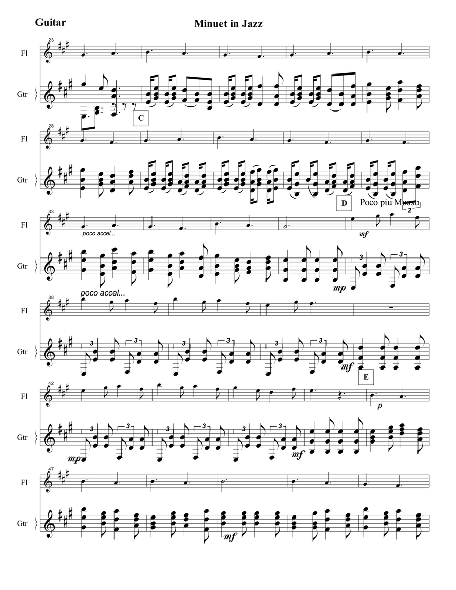Minuet in Jazz for Flute and Guitar Chamber Music scores gallery preview page 5