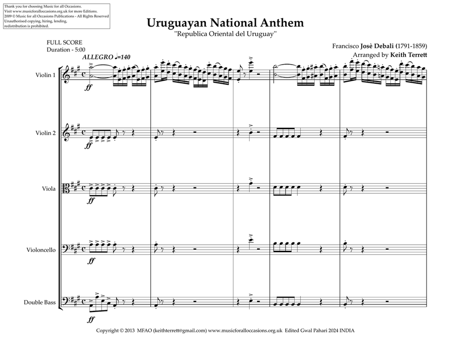 Urugyan National Anthem for String Orchestra String Orchestra scores gallery preview page 2