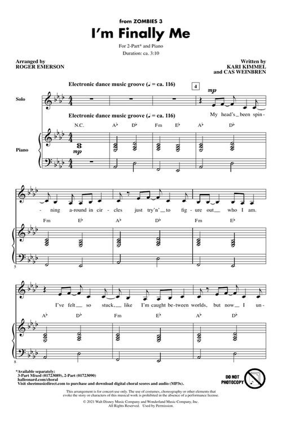 I'm Finally Me (from “Zombies 3”) by Roger Emerson 2-Part - Sheet Music page 3