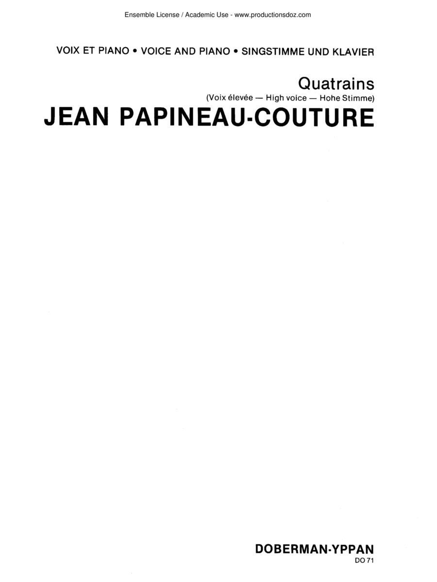 Quatrains Quatrains Voice Solo scores gallery preview page 1