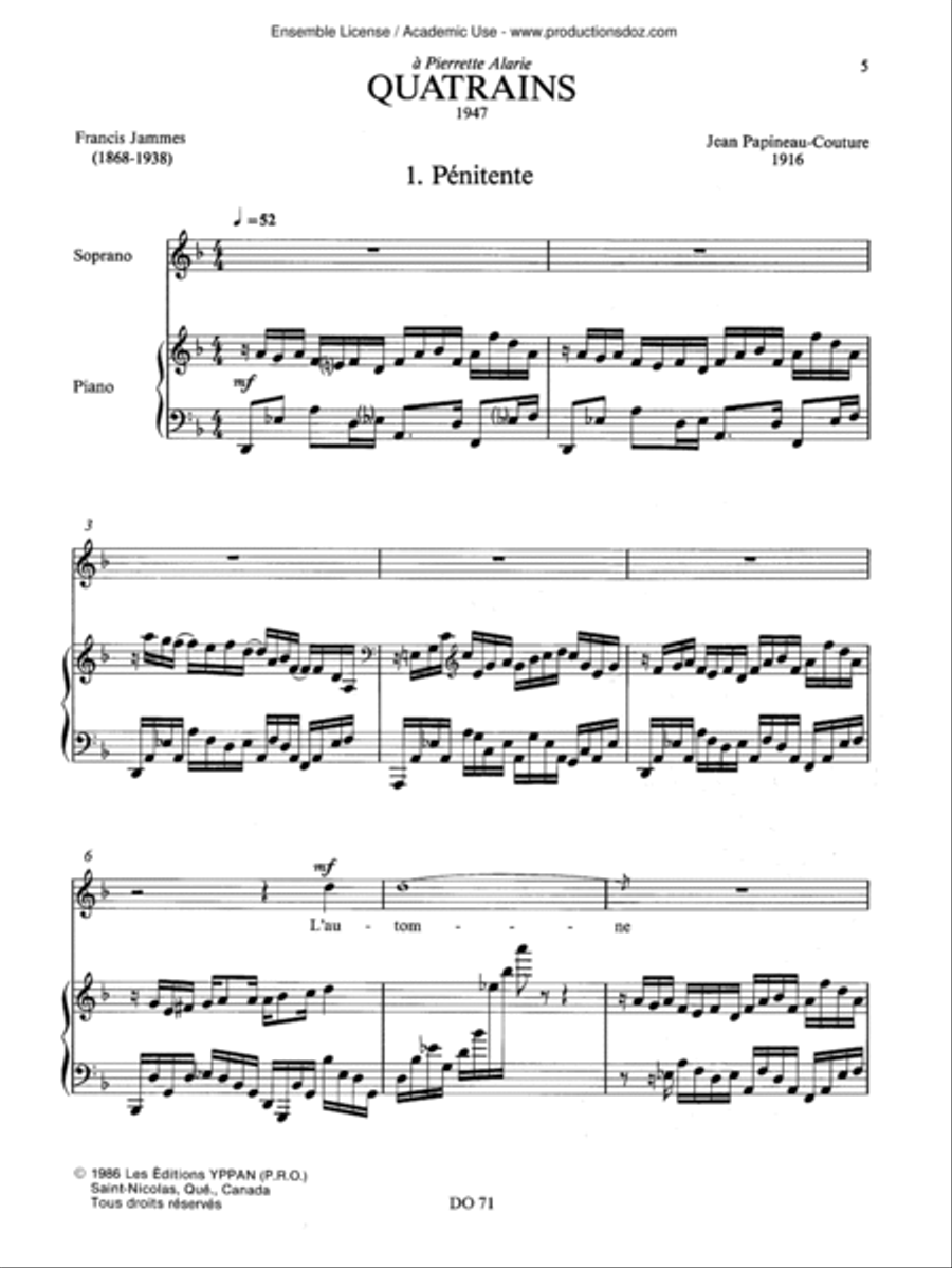 Quatrains Quatrains Voice Solo scores gallery preview page 5
