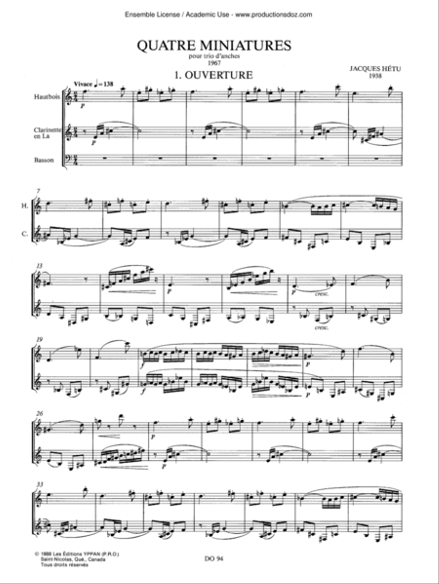 Quatre miniatures (trio d'anches / reed) Score scores gallery preview page 3