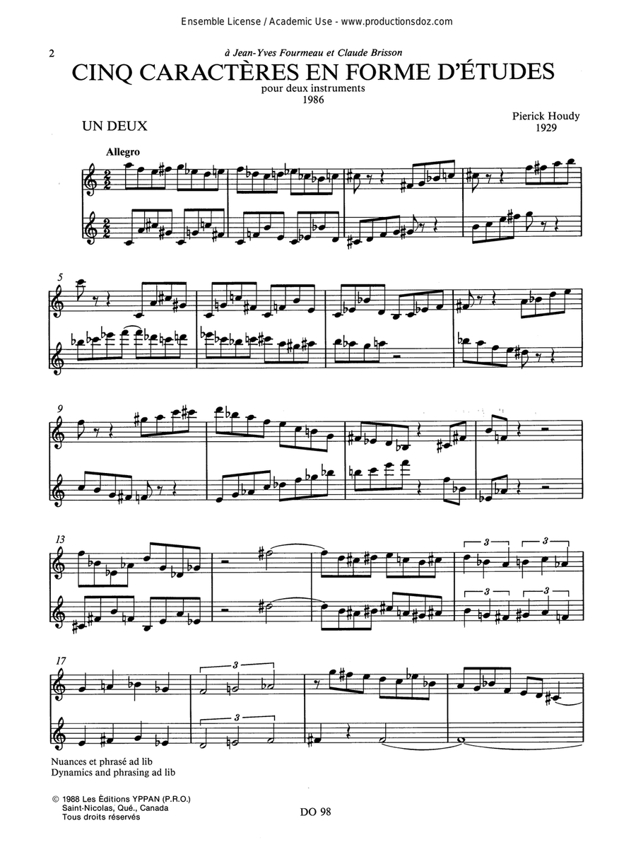 Cinq caractères (2 instr. ad lib) Score - Digital Sheet Music page 2