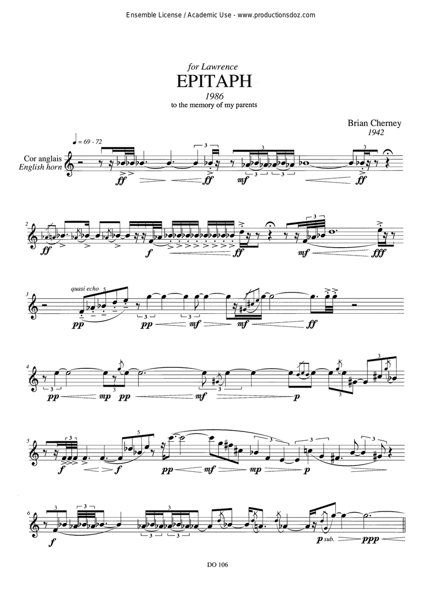 Epitaph Epitaph English Horn scores gallery preview page 3