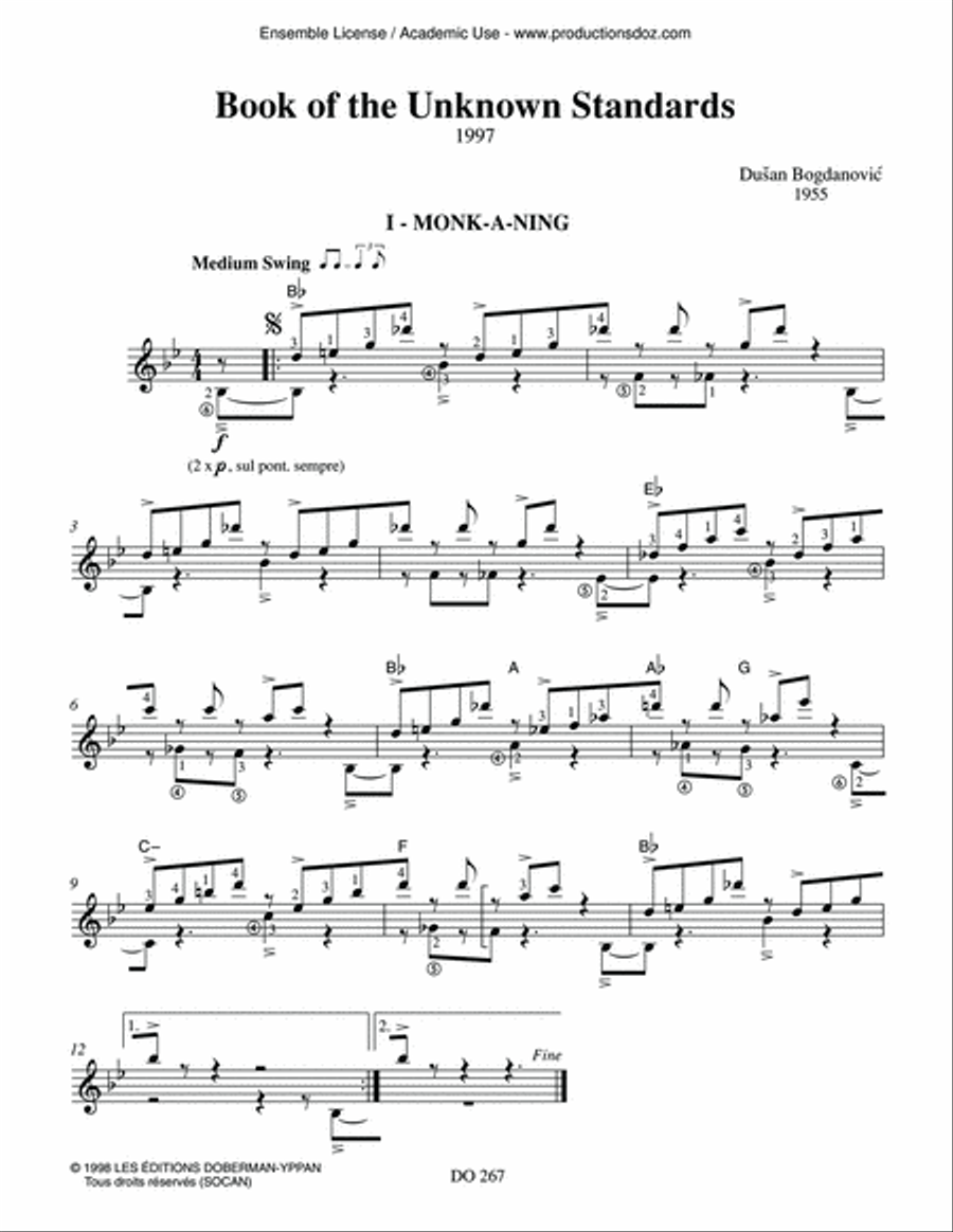 Book of the Unknown Standards Classical Guitar scores gallery preview page 3