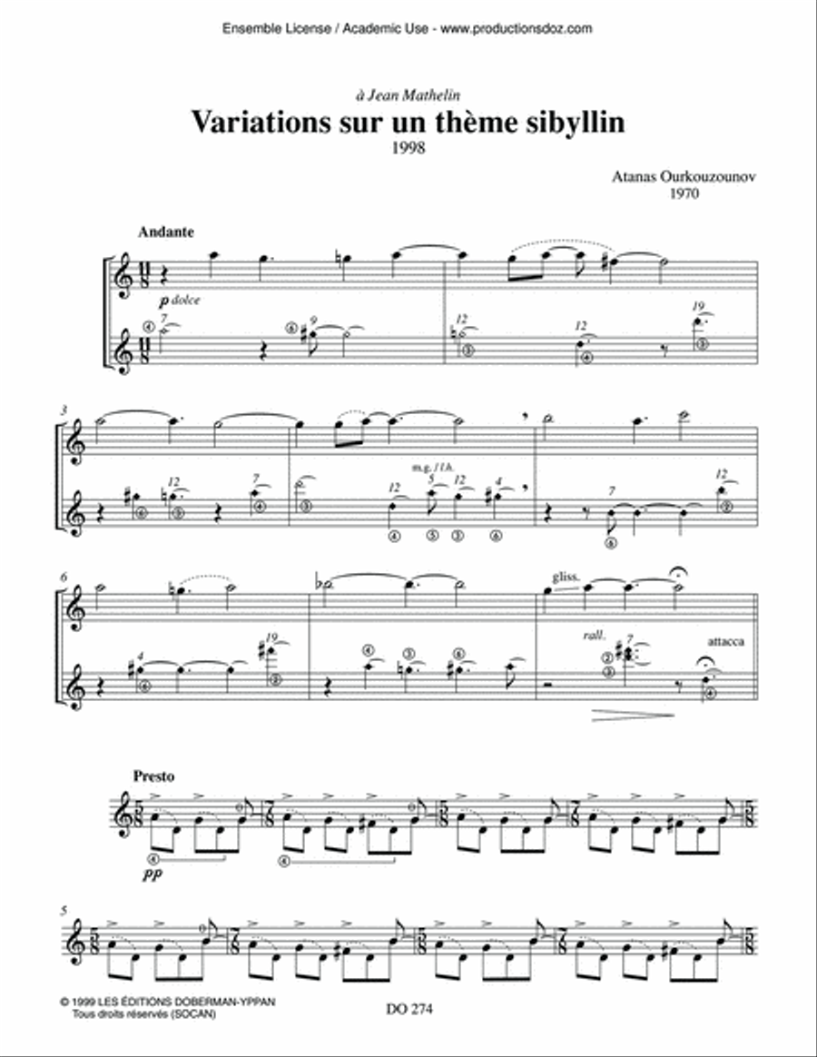 Variations sur un thème sibyllin Classical Guitar scores gallery preview page 3
