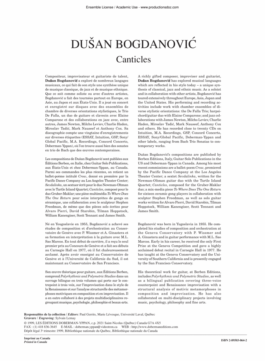 Canticles Canticles Classical Guitar scores gallery preview page 1