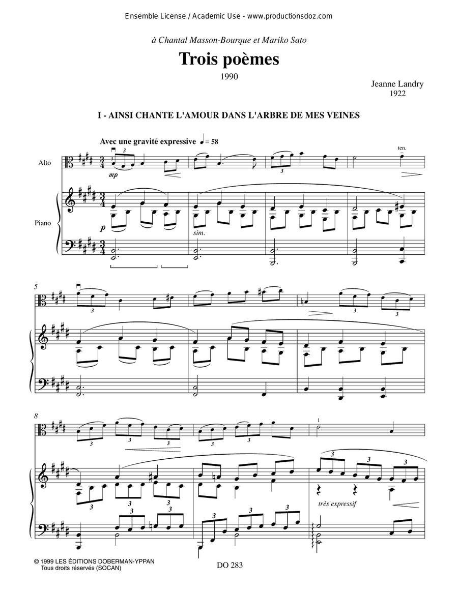 Trois poèmes Trois poèmes Piano Accompaniment scores gallery preview page 3