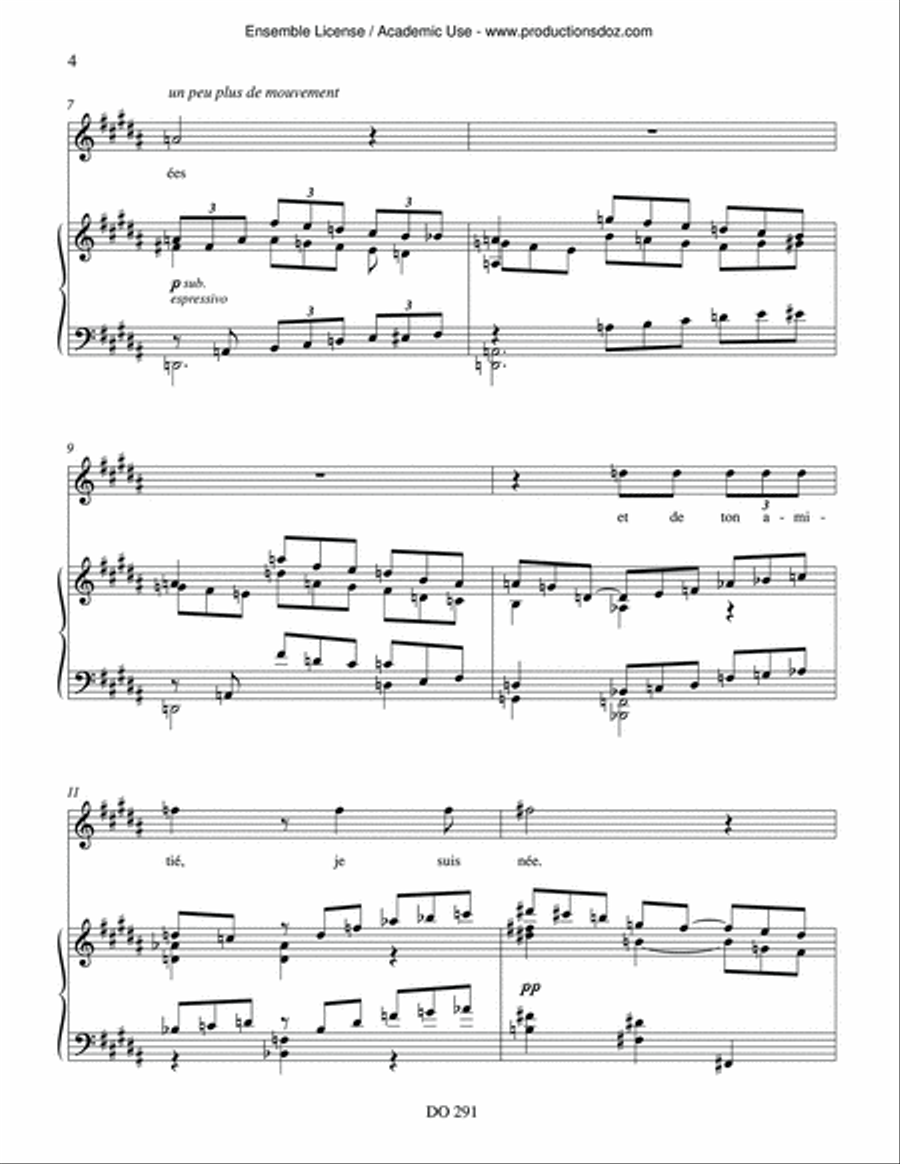 Amour comme un oiseau captif Voice Solo scores gallery preview page 4