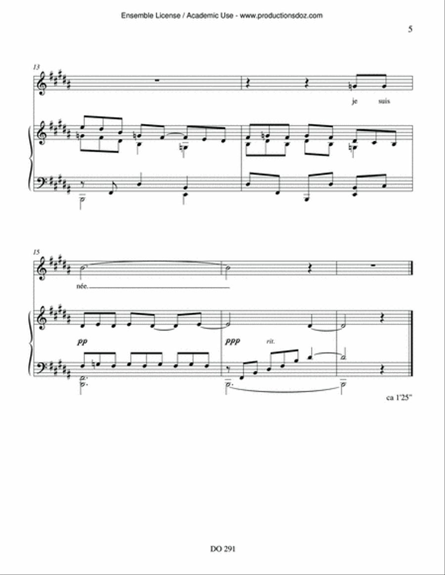Amour comme un oiseau captif Voice Solo scores gallery preview page 5