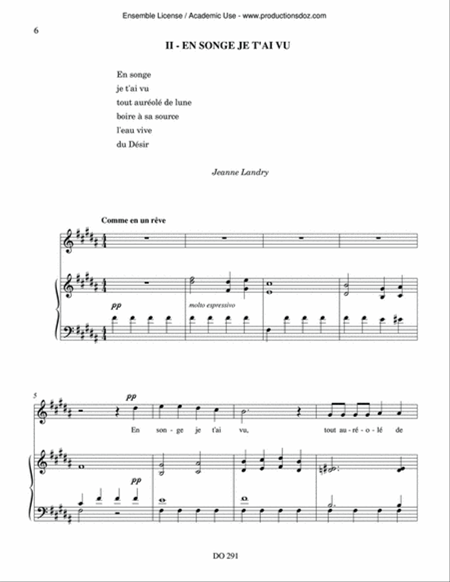 Amour comme un oiseau captif Voice Solo scores gallery preview page 6