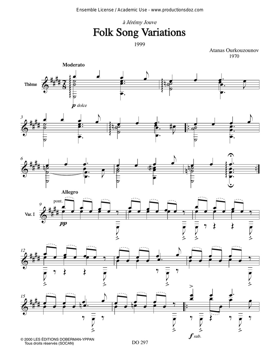 Folk Song Variations Folk Song Variations Classical Guitar scores gallery preview page 3