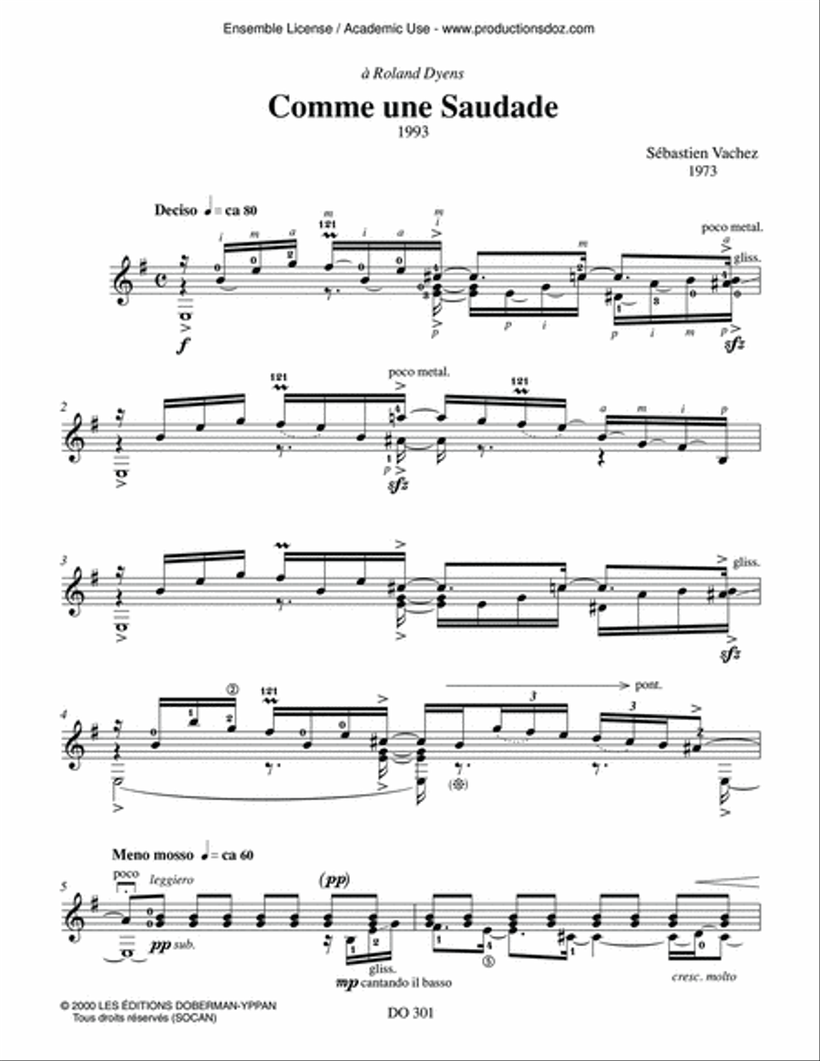 Comme une Saudade Comme une Saudade Classical Guitar scores gallery preview page 3