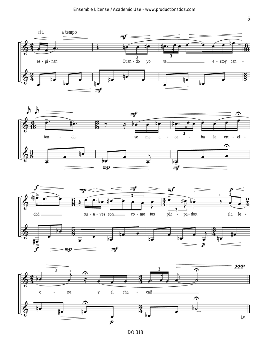 Five Songs (poems G. Mistral) Classical Guitar scores gallery preview page 5