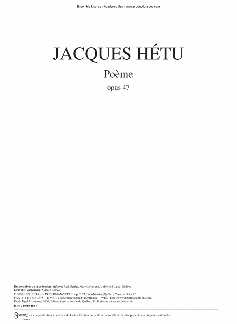 Poème op. 47 Poème op. 47 Orchestra scores gallery preview page 1