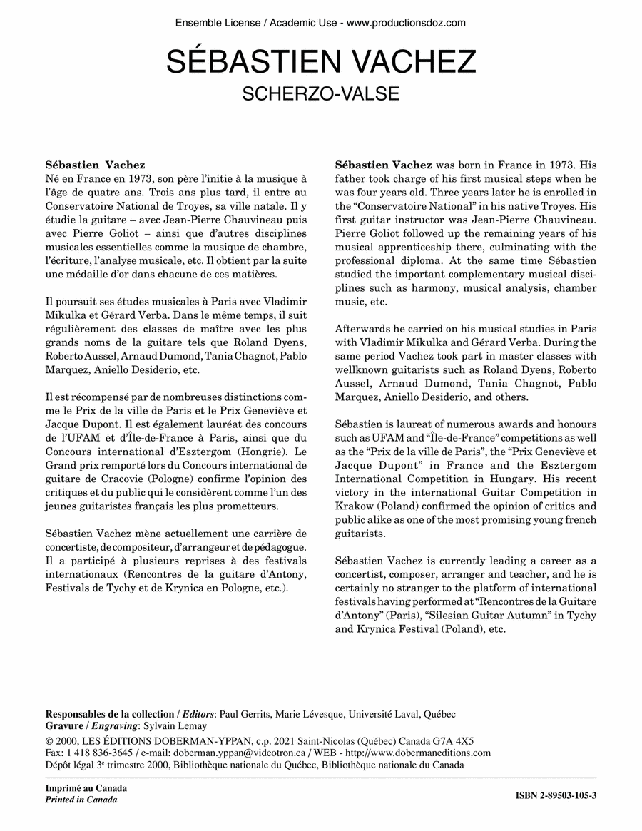 Scherzo-Valse Scherzo-Valse Classical Guitar scores gallery preview page 1