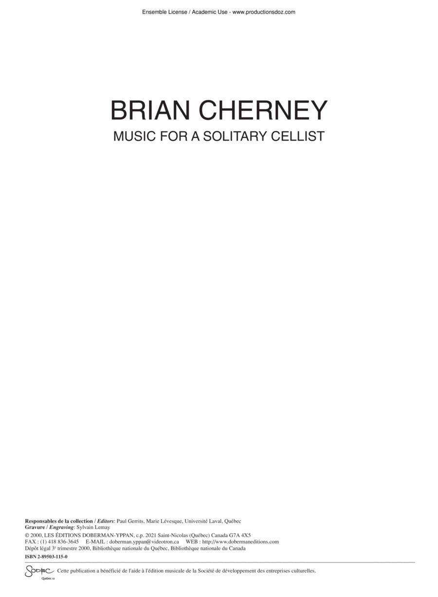 Music for a Solitary Cellist Cello scores gallery preview page 1