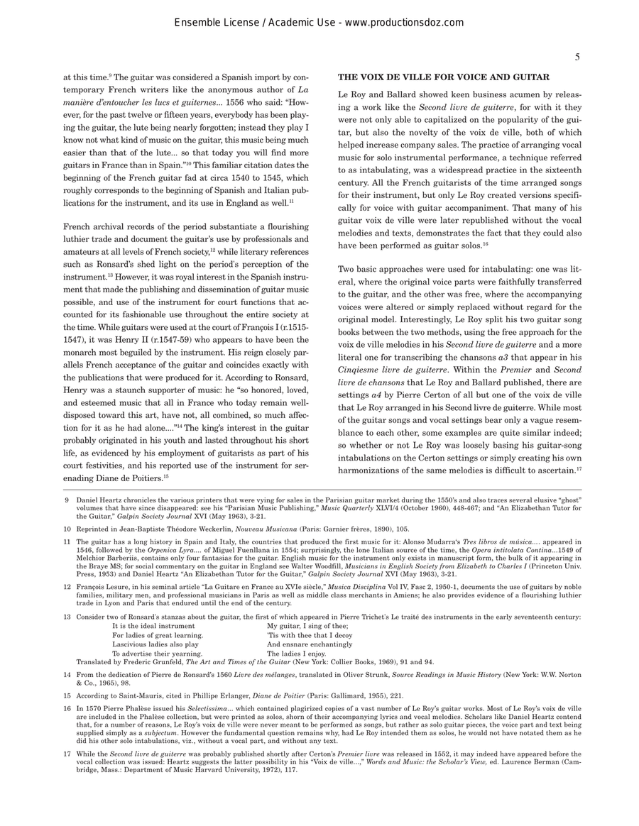 French Renaissance Guitar Songs Classical Guitar scores gallery preview page 5