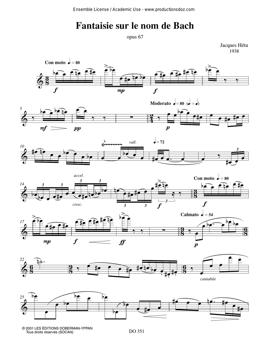 Fantaisie sur le nom de Bach Flute Solo scores gallery preview page 4