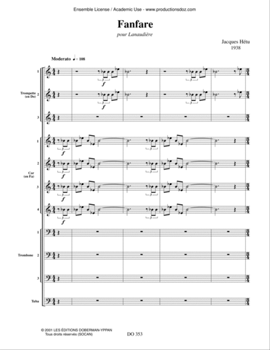 Fanfare pour Lanaudière Fanfare pour Lanaudière Orchestra scores gallery preview page 3