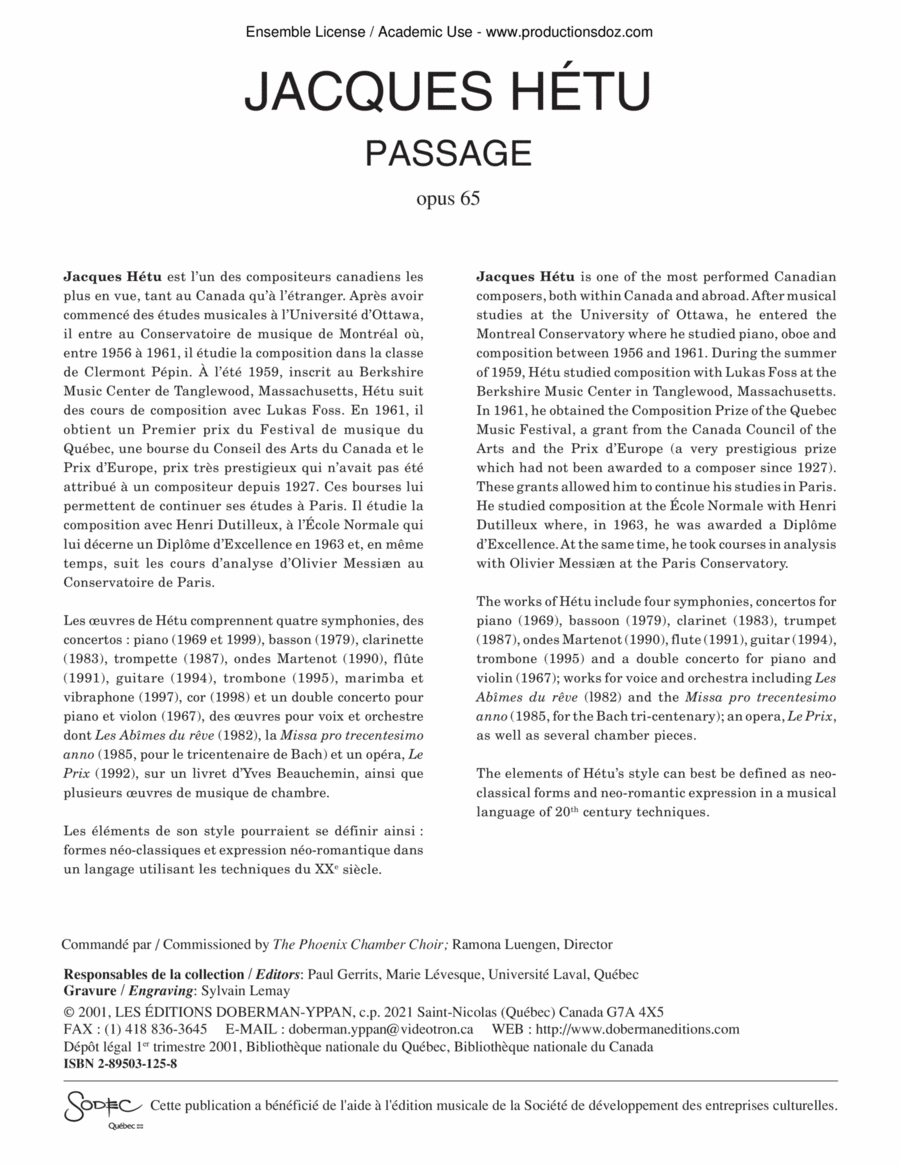 Passage op. 65 Passage op. 65 Choir scores gallery preview page 1