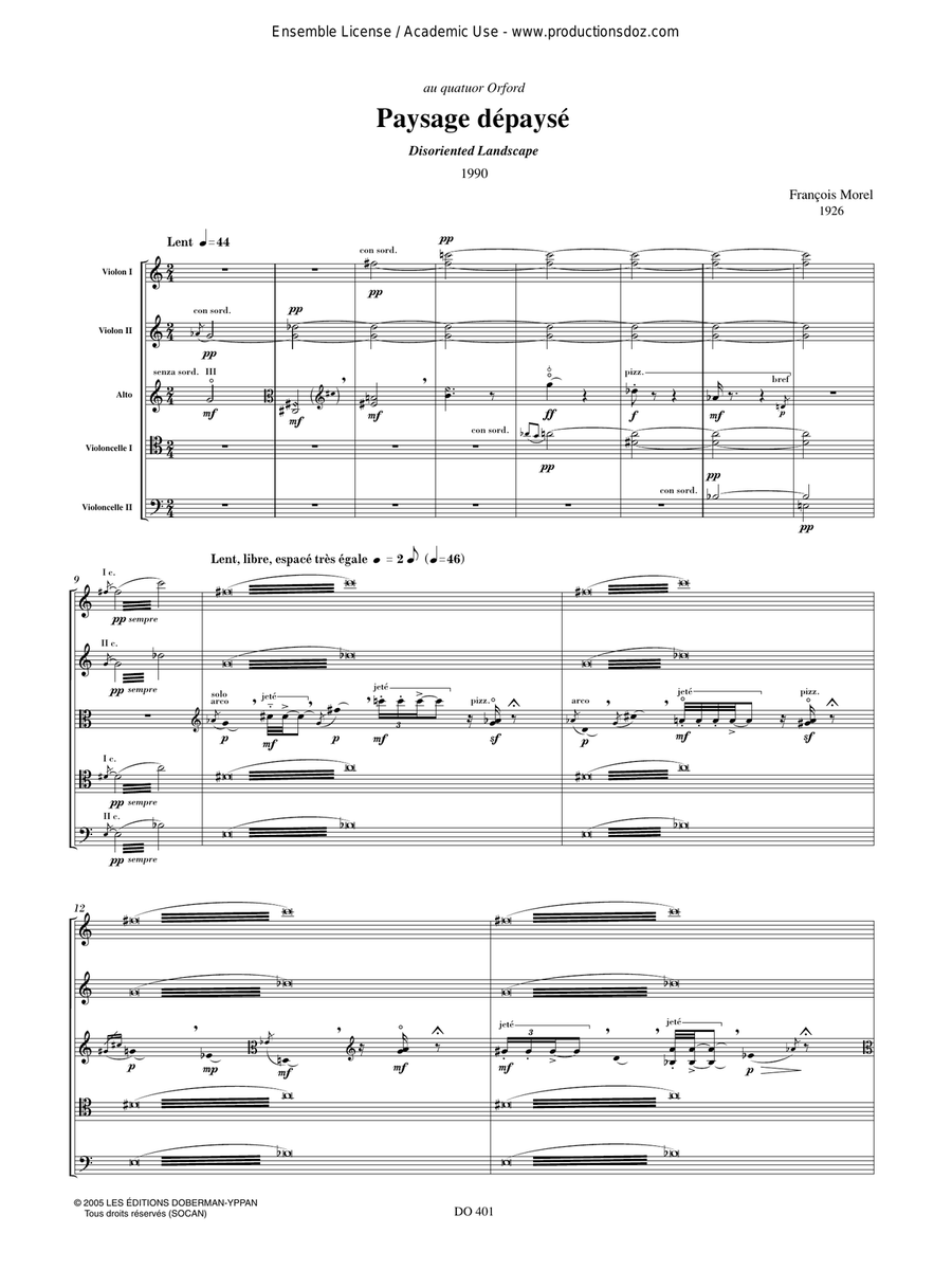Paysage dépaysé (2 vlns, vla, 2 cello) Cello scores gallery preview page 3