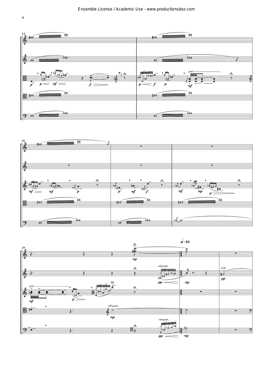Paysage dépaysé (2 vlns, vla, 2 cello) Cello scores gallery preview page 4