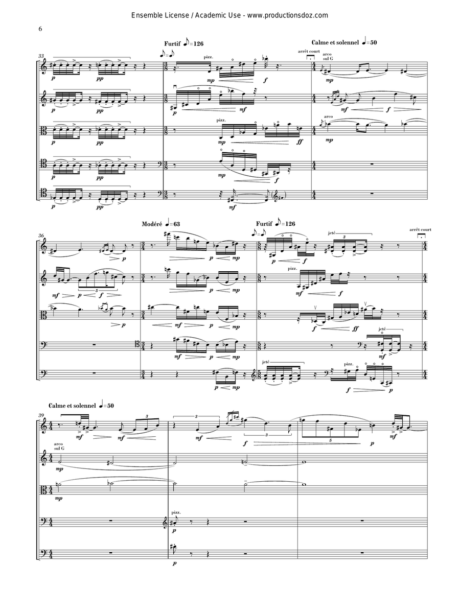 Paysage dépaysé (2 vlns, vla, 2 cello) Cello scores gallery preview page 6