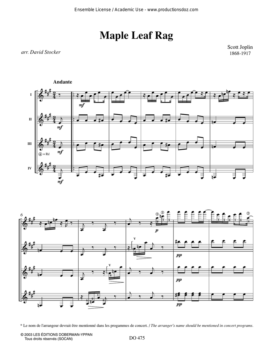 Maple Leaf Rag & The Cascades Guitar Ensemble scores gallery preview page 3