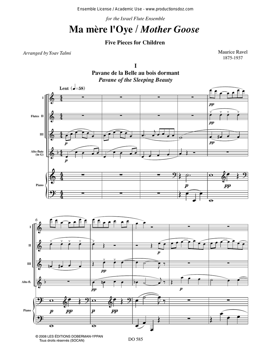 Ma mère l'oye (4 fl. / pno) Flute Solo scores gallery preview page 2