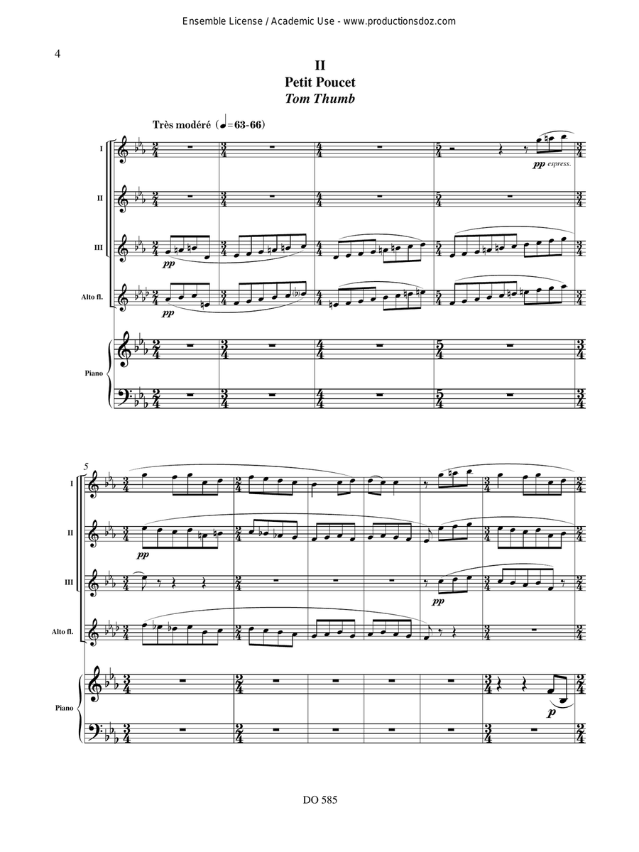 Ma mère l'oye (4 fl. / pno) Flute Solo scores gallery preview page 4