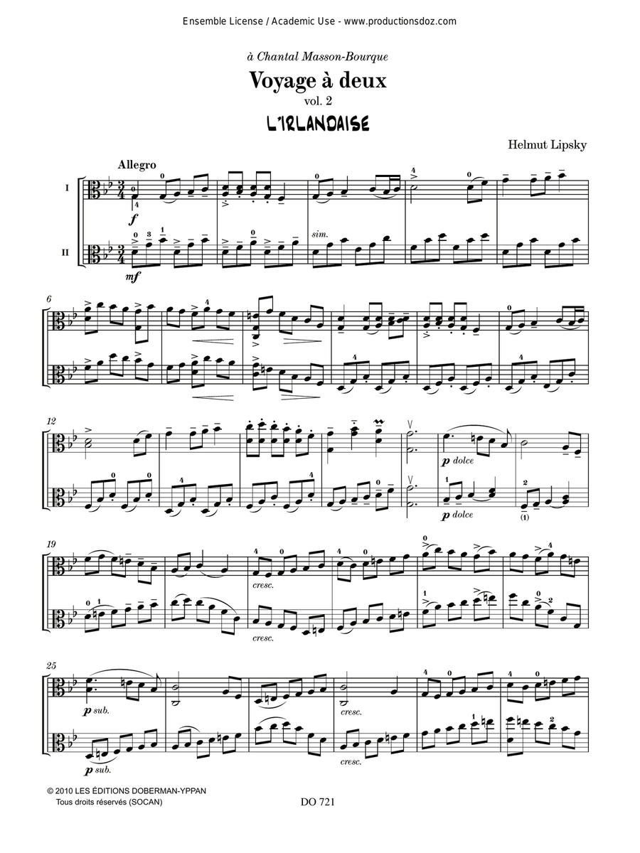 Voyage à deux, version pour 2 altos Viola scores gallery preview page 4