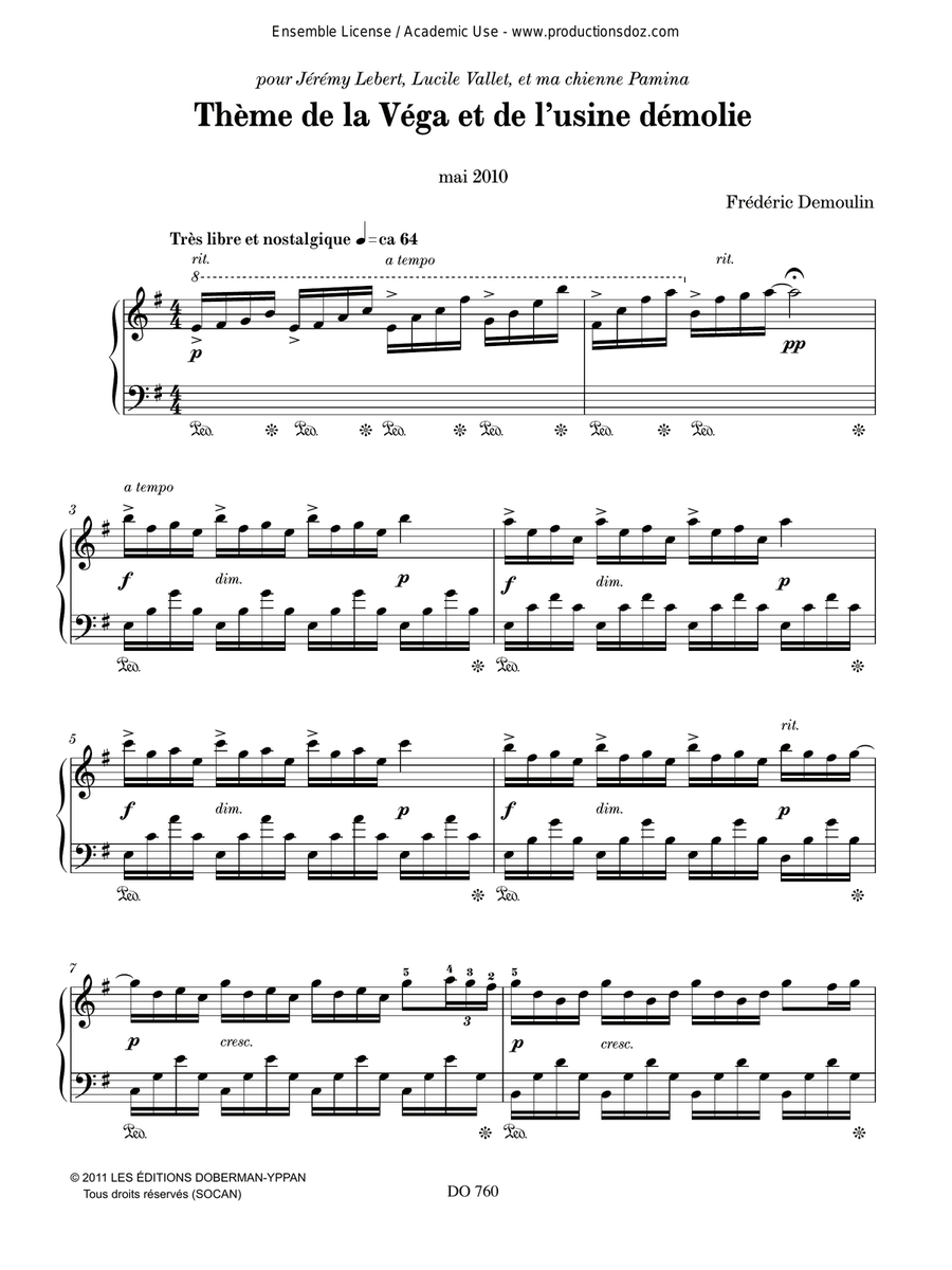 Thème de la Véga et de l’usine démolie Piano Solo scores gallery preview page 4