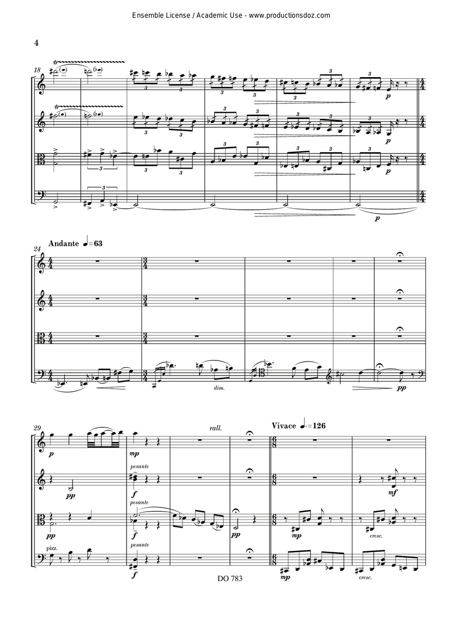 Scherzo pour quatuor à cordes, opus 54 String Quartet scores gallery preview page 4