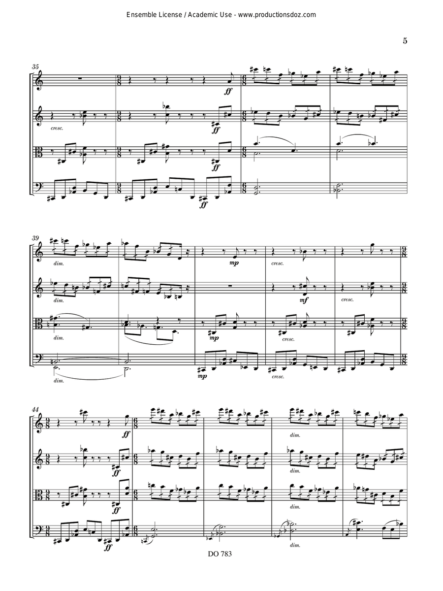 Scherzo pour quatuor à cordes, opus 54 String Quartet scores gallery preview page 5