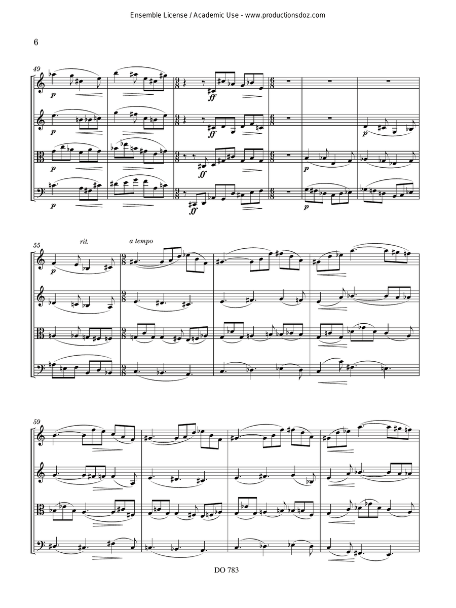 Scherzo pour quatuor à cordes, opus 54 String Quartet scores gallery preview page 6