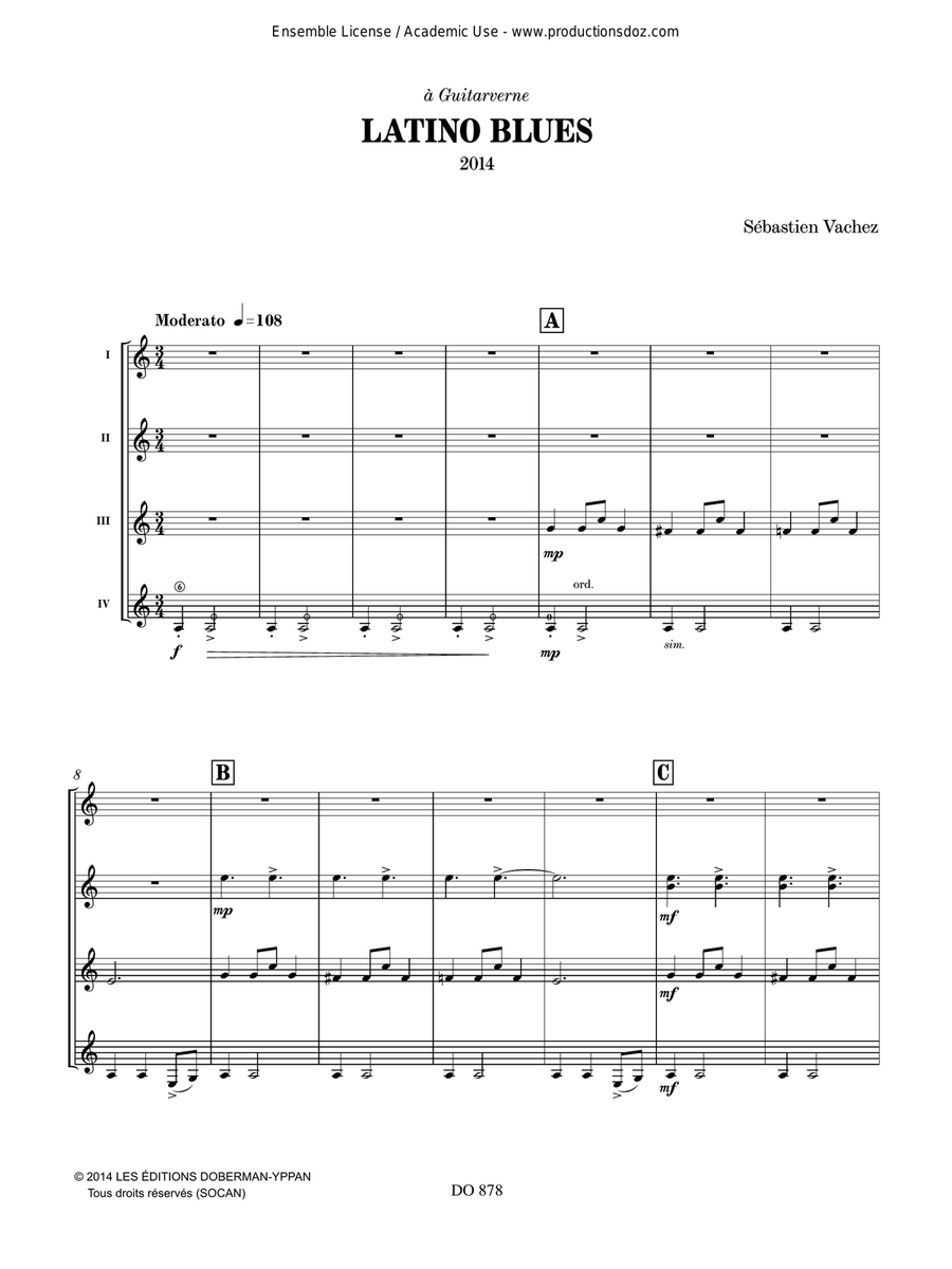 Latino Blues Guitar Ensemble - Digital Sheet Music page 3