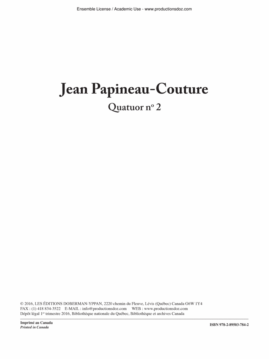 Quatuor à cordes no. 2 Quatuor à cordes no. 2 String Quartet scores gallery preview page 1