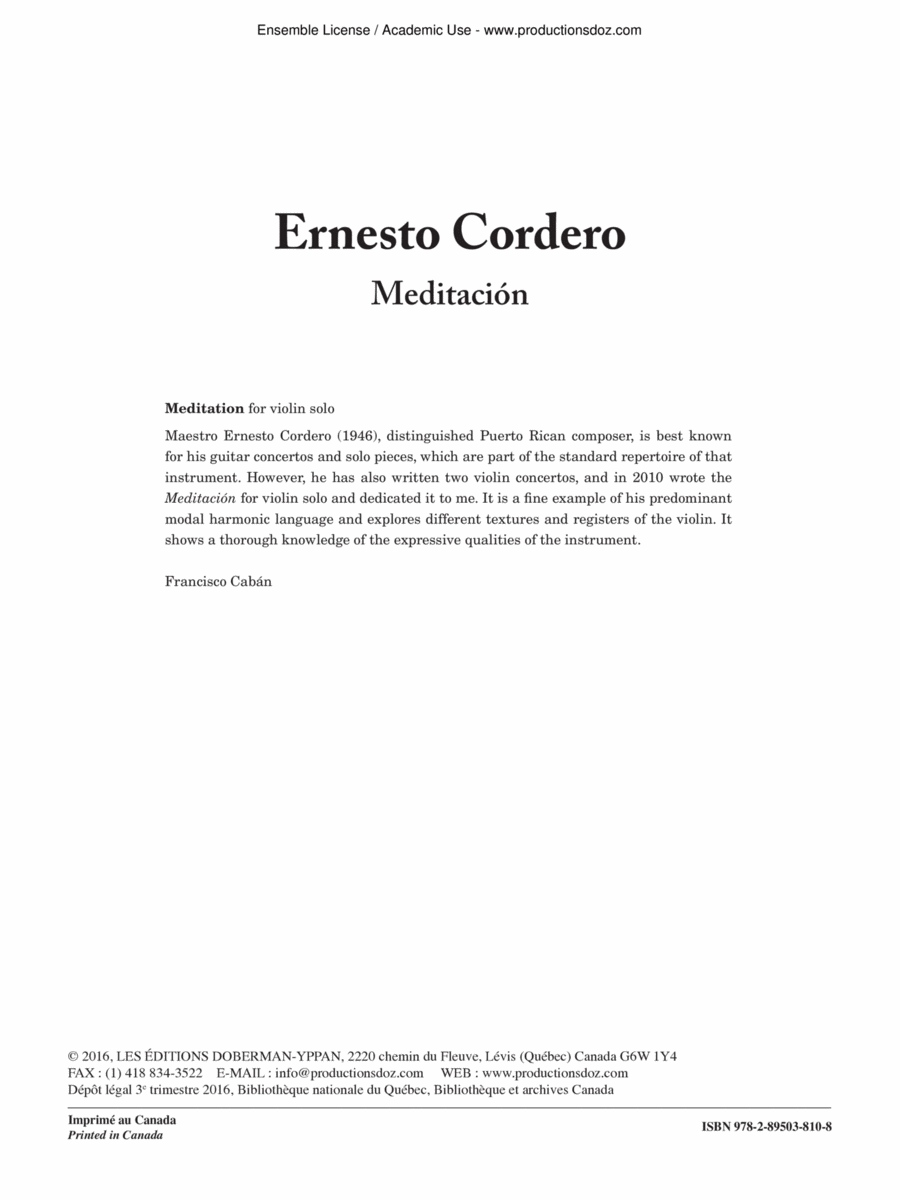 Meditación Meditación Violin Solo scores gallery preview page 1