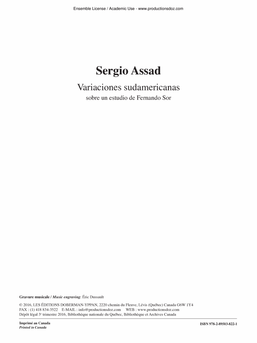 Variaciones sudamericanas Classical Guitar scores gallery preview page 1
