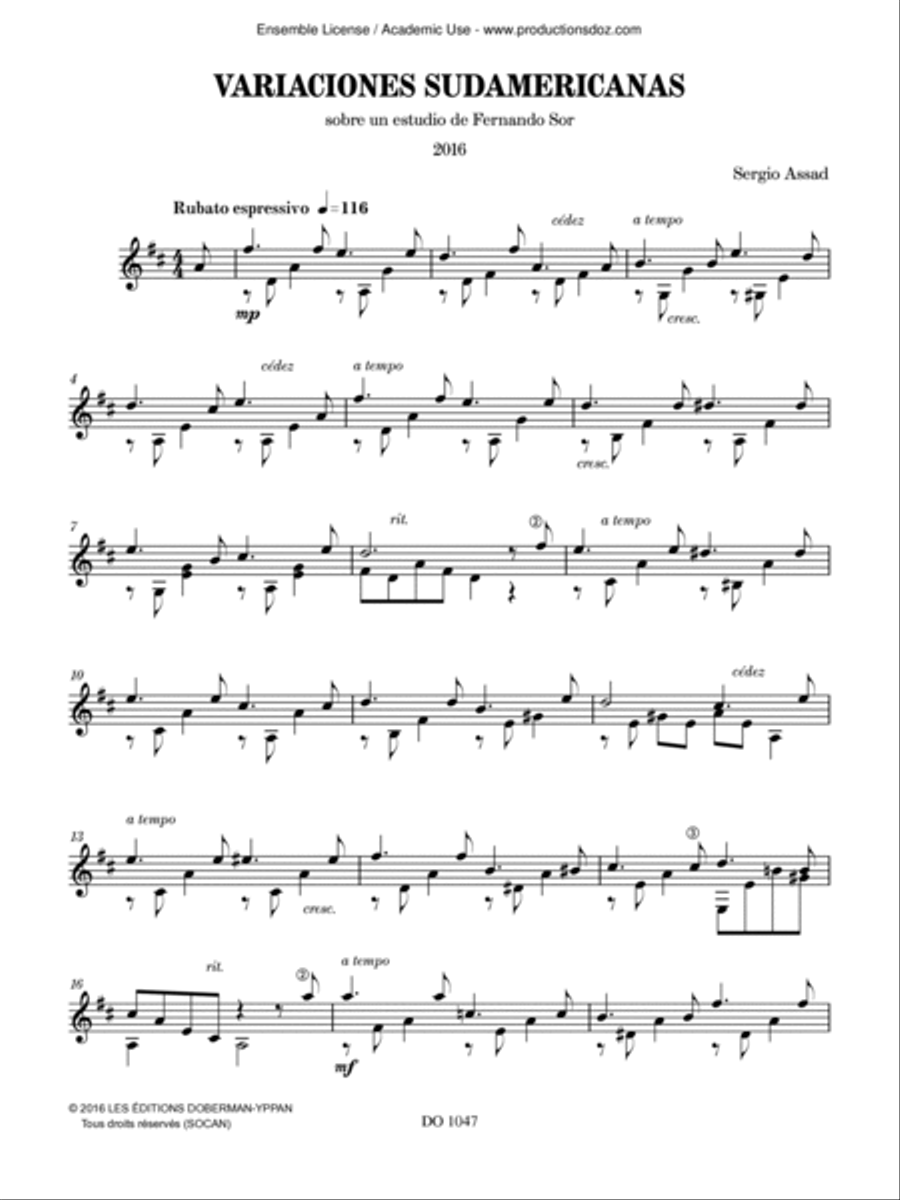 Variaciones sudamericanas Classical Guitar scores gallery preview page 4