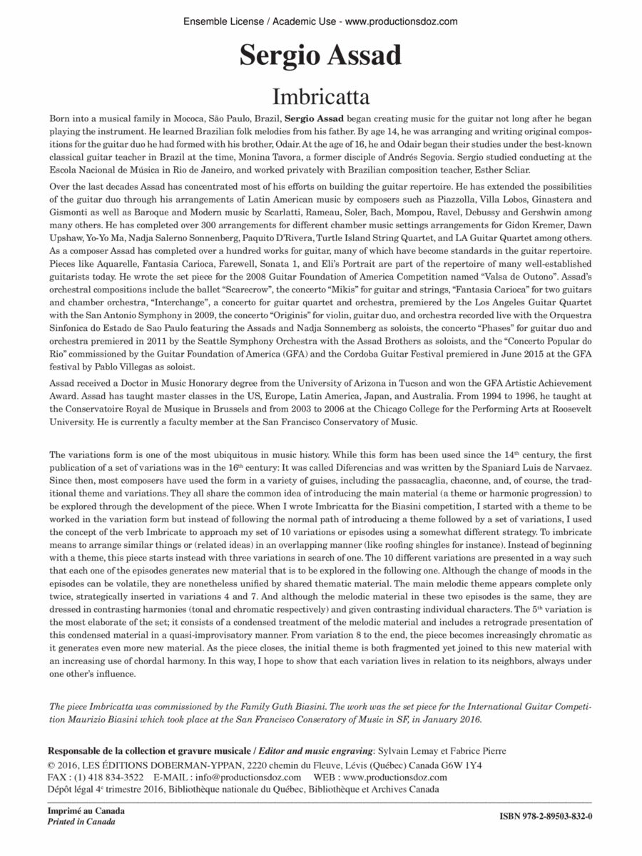 Imbricatta Imbricatta Classical Guitar scores gallery preview page 1