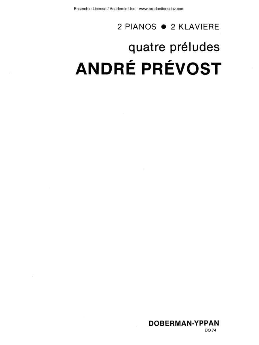 Quatre préludes Quatre préludes Piano scores gallery preview page 1
