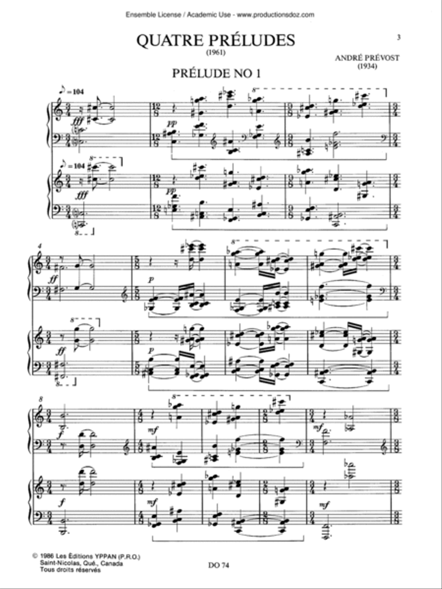 Quatre préludes Quatre préludes Piano scores gallery preview page 3