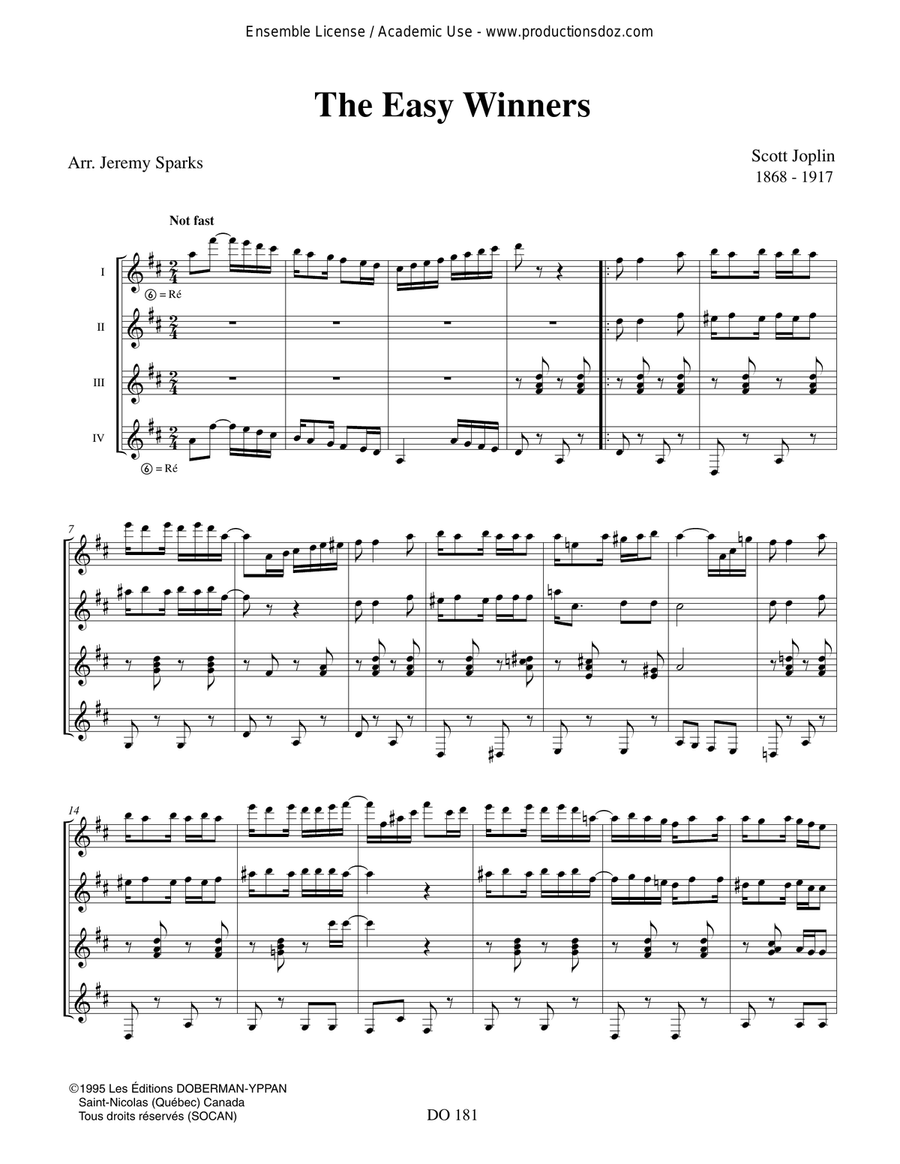 Three Pieces... Easy Winners-Solace-Elite Syncopations Guitar Ensemble scores gallery preview page 2