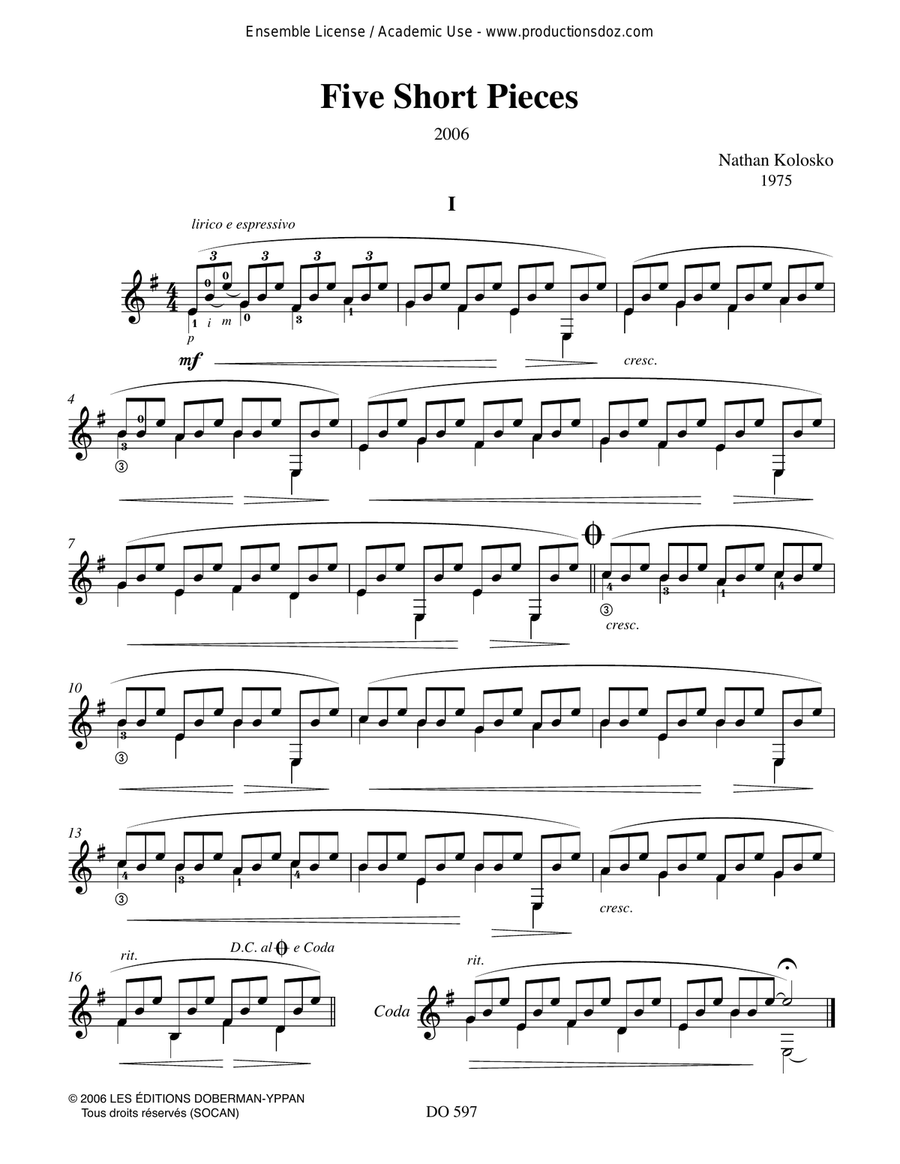 Five Short Pieces (CD included) Classical Guitar scores gallery preview page 2