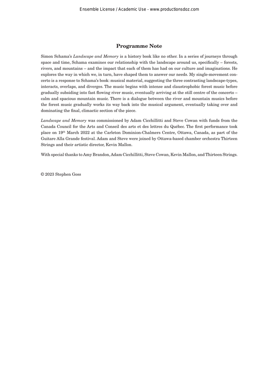 Landscape and Memory - piano reduction Classical Guitar scores gallery preview page 2