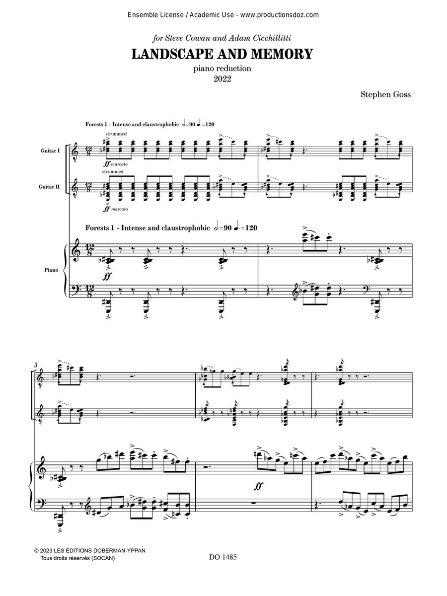 Landscape and Memory - piano reduction Classical Guitar scores gallery preview page 5