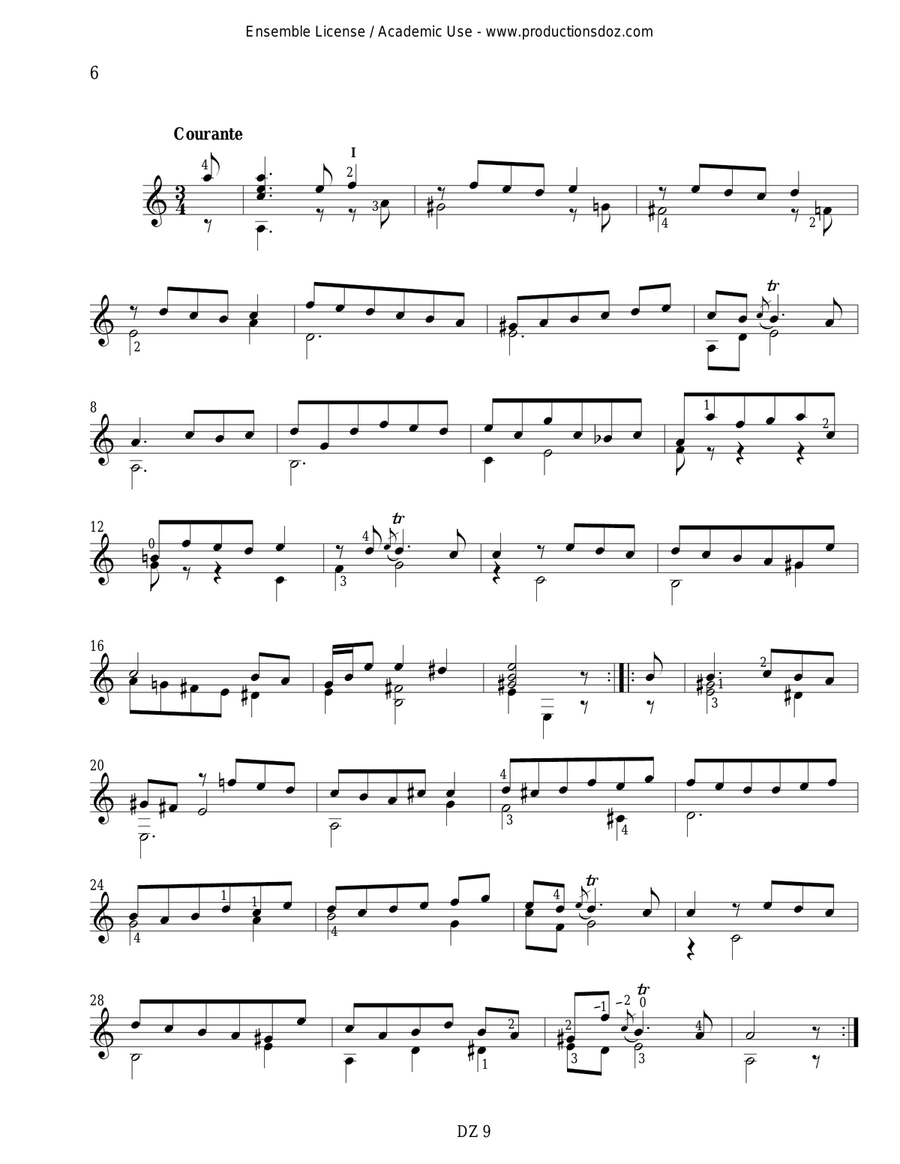 Musique baroque pour guitare seule Classical Guitar scores gallery preview page 6